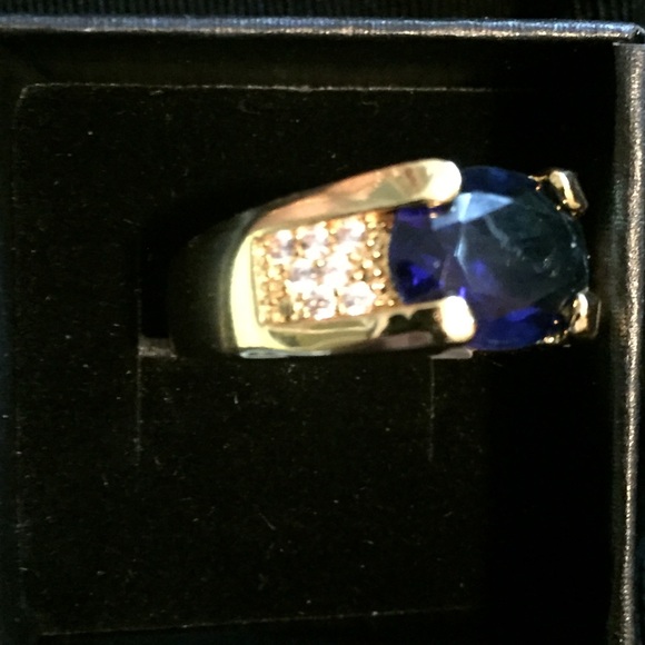 Men’s Sapphire Ring with CZ SZ 8 - Picture 4 of 4